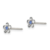 Stainless Steel Crystal Flower Earrings with Blue Accent  Elegant, Solid Design